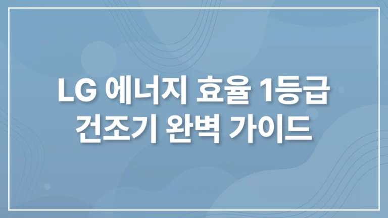LG 에너지 효율 1등급 건조기 추천