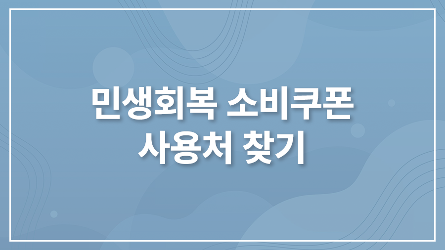 민생회복 소비쿠폰 사용처
