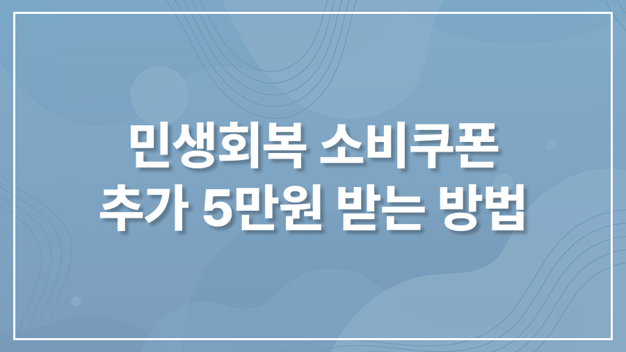 민생회복 소비쿠폰 추가 5만원