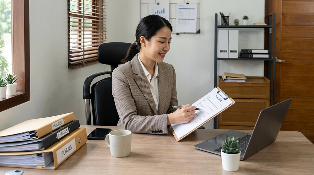 소상공인 특례보증 신청 전 필수 체크리스트를 확인하며 서류를 정리하는 한국 사업자