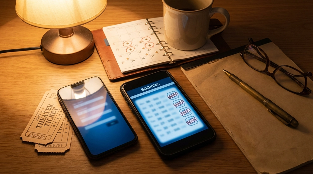 LG아트센터 서울 티켓 오픈 예매, 스마트폰으로 공연 일정을 확인하며 예약하는 모습