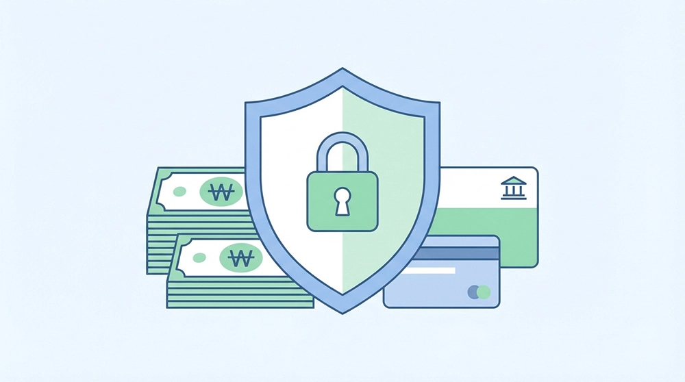 생계비계좌 압류방지 보호 방패와 250만원 생활비 보호 개념 일러스트