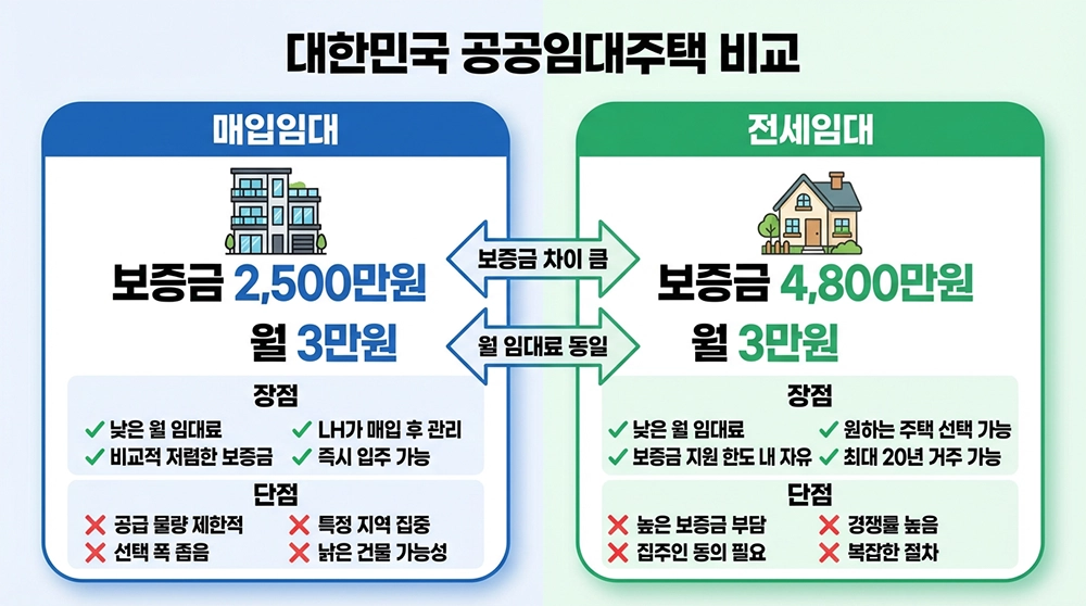 청원주택과 공공임대주택 비교