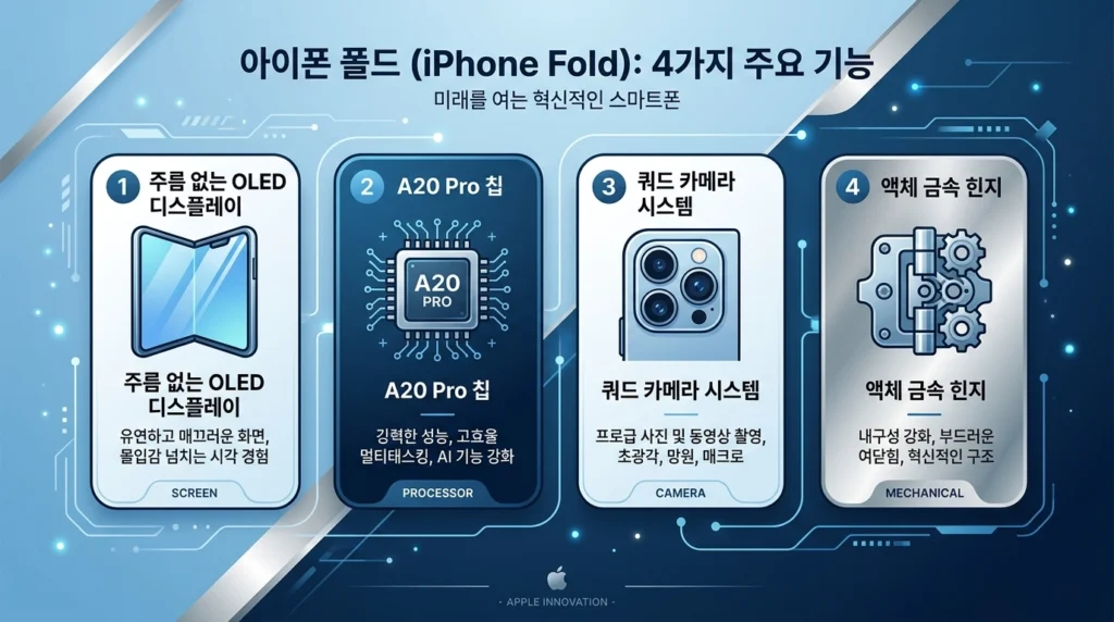 아이폰 폴드 4가지 주요기능 비교표