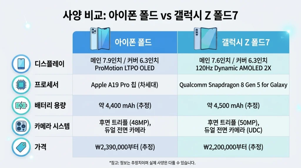 아이폰 폴드 vs 갤럭시 Z 폴드7