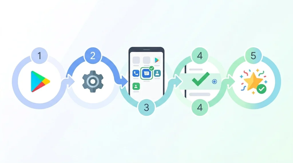 화살표로 연결, 밝은 파스텔 블루·그린·화이트 톤