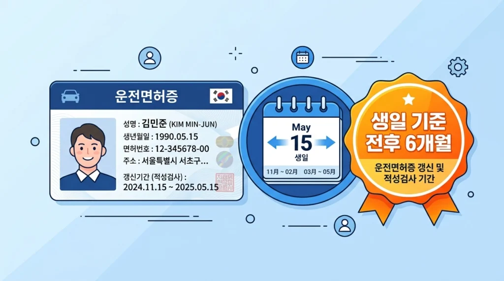 한국 운전면허증 카드 + 캘린더 아이콘