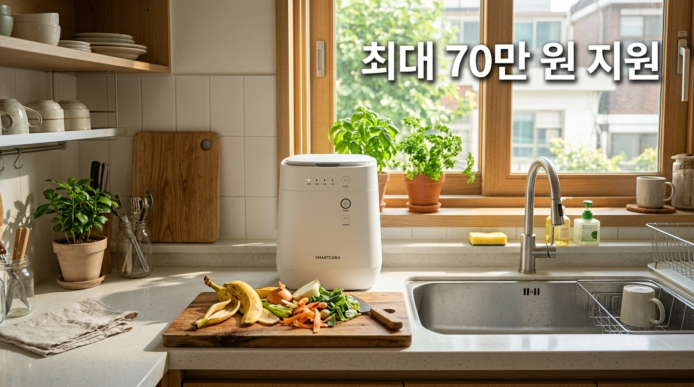 주방 싱크대 옆 음식물처리기 최대 70만원 지원