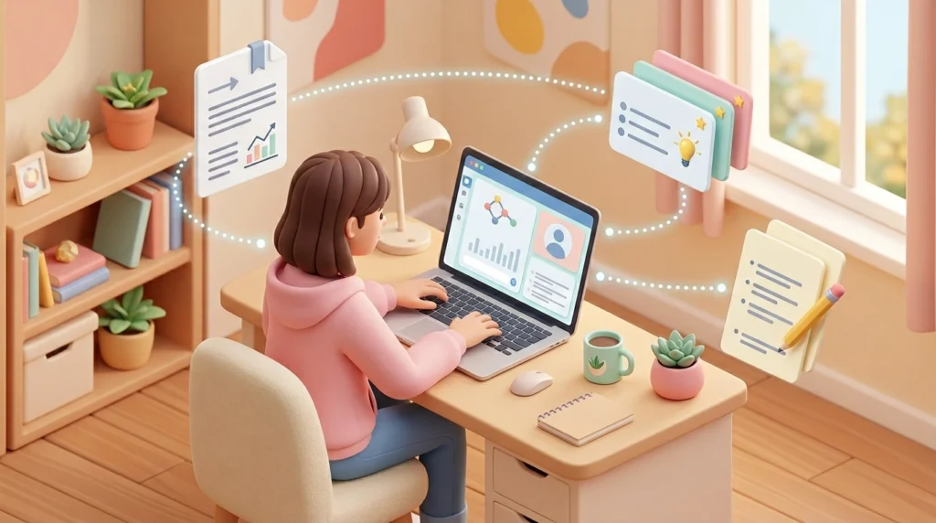 제미나이 대학생 무료로 사용하고 AI활용하는 여학생의 모습