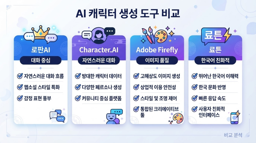 AI 캐릭터 생성 도구 비교