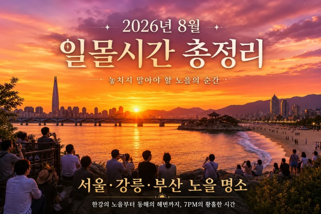 2026년 8월 일몰시간 총정리 서울 강릉 부산 노을 명소 썸네일
