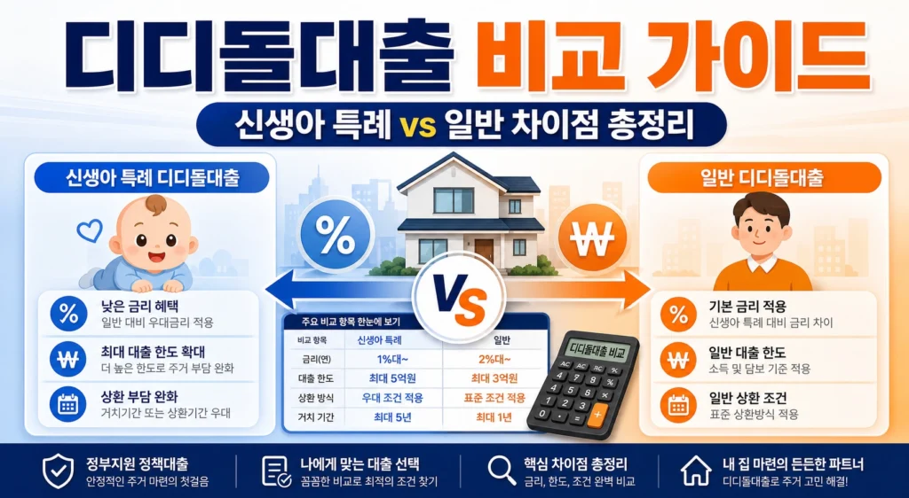 디딤돌대출 비교 가이드 신생아 특례 vs 일반 차이점 총정리 썸네일