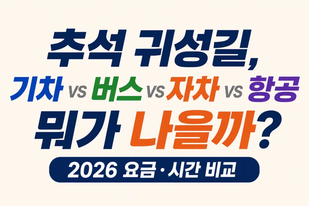 추석 귀성길 교통수단 비교 썸네일