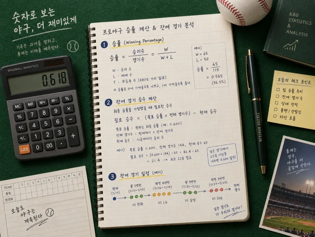 야구 경우의 수 계산하는 모습
