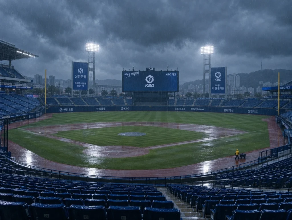비 오는 날 텅 빈 KBO 구장 시네마틱 KBO 우천 노게임 썸네일