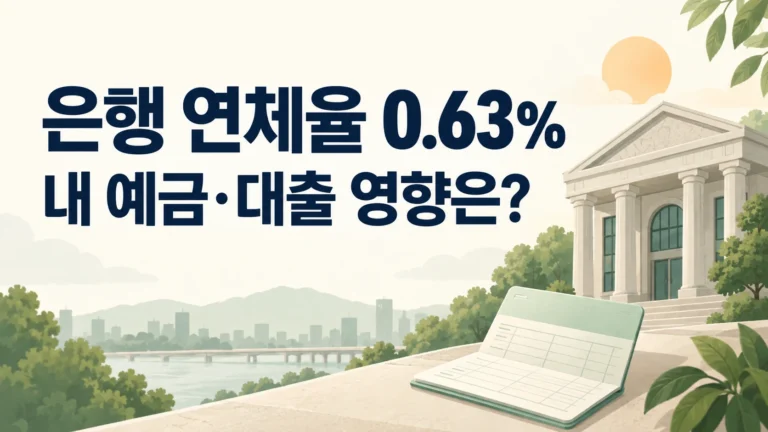 은행 건물과 통장으로 표현한 은행 연체율 0.63%와 예금·대출 영향