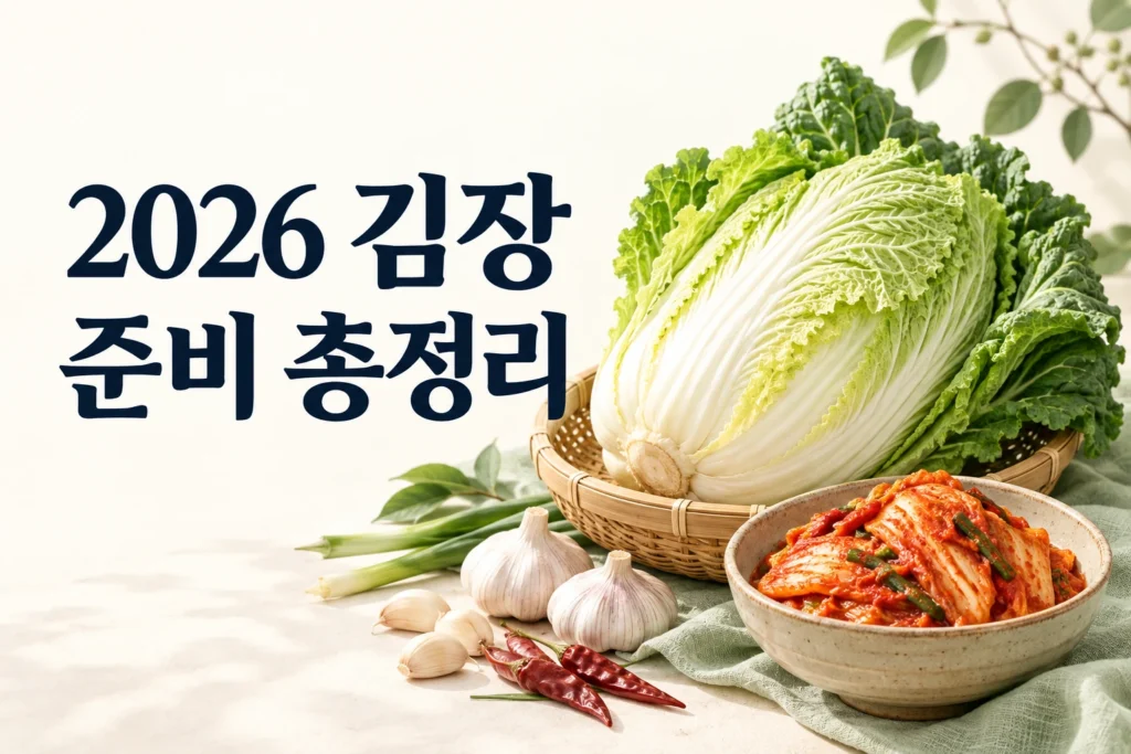 배추와 김치 옆에 2026 김장 준비 총정리 문구가 있는 썸네일